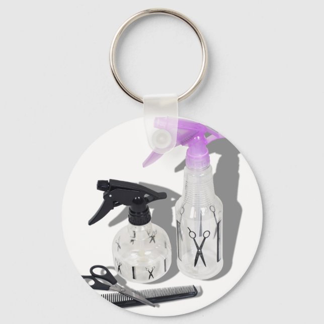 HaircutSprayBottle060910Shadows Keychain (Front)