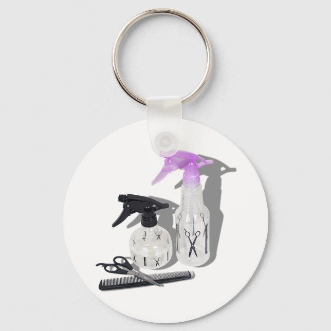 HaircutSprayBottle060910Shadows Keychain (Front)