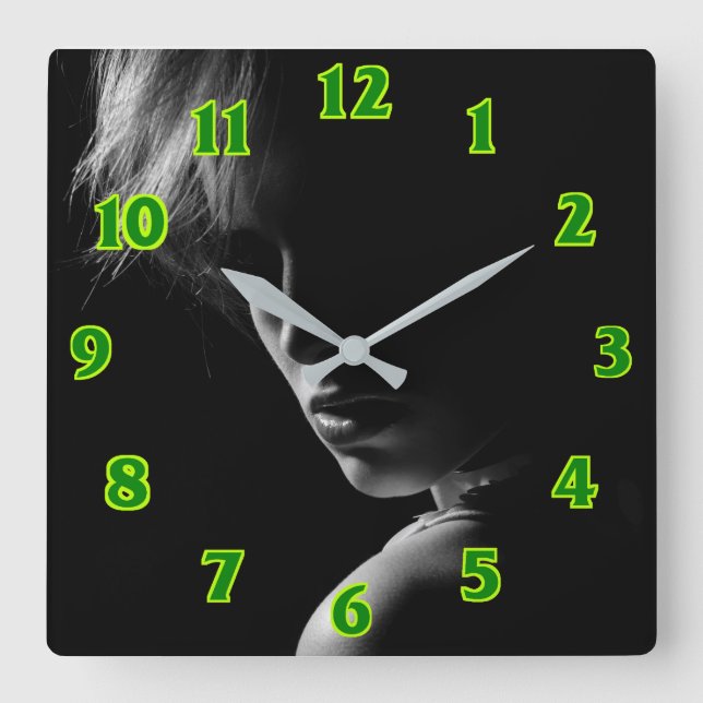 Hairdresser-beauty salon square wall clock (Front)