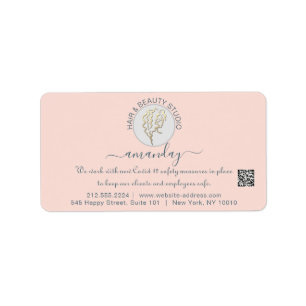 Hairdresser Beauty Studio Lash Rose Logo QR RSVP Label