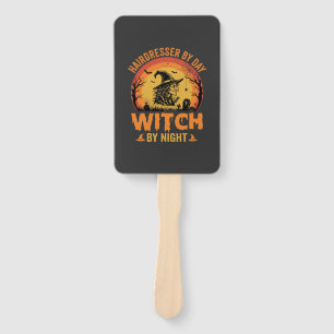 Hairdresser By Day Witch By Night Halloween Design Hand Fan