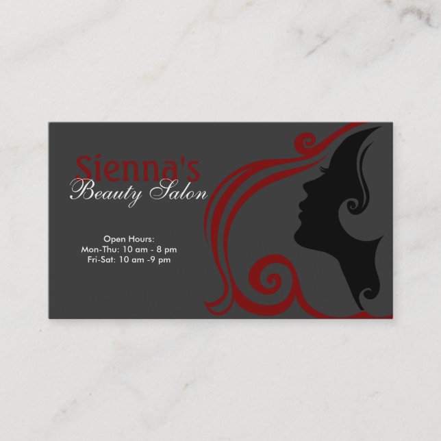 Hairdresser (Dark Red) Business Card (Front)