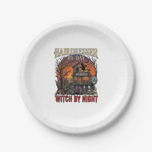 Hairdresser Day Witch Night Halloween Salon Skulls Paper Plate