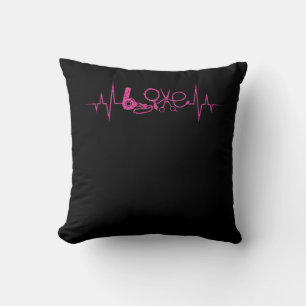 Hairdresser Gift Scissors Dryer Heartbeat Hairstyl Throw Pillow