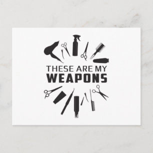 Hairdresser Hair Stylist Barber Weapons Funny Gift Postcard