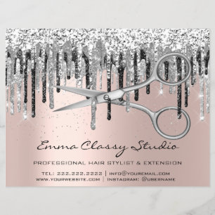 Hairdresser Hair Stylist Nails Silver Grey Rose Flyer