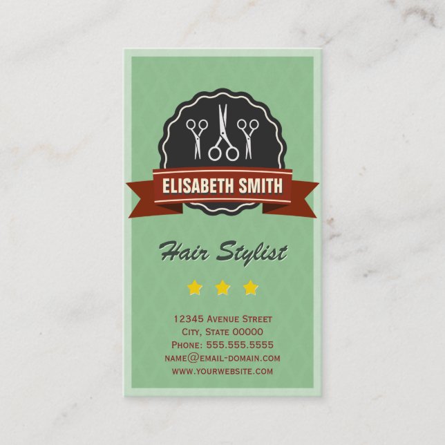 Hairdresser Hairstylist - Retro Vintage Business Card (Front)