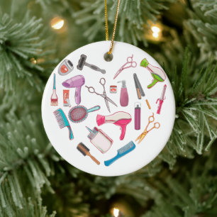Hairdresser Hairstylist Tool Heart Ceramic Ornament