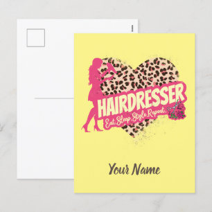 Hairdresser Leopard Hair Hustler Hairstylist Holiday Postcard
