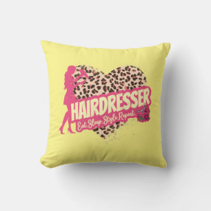 Hairdresser Leopard Hair Hustler Hairstylist Throw Pillow