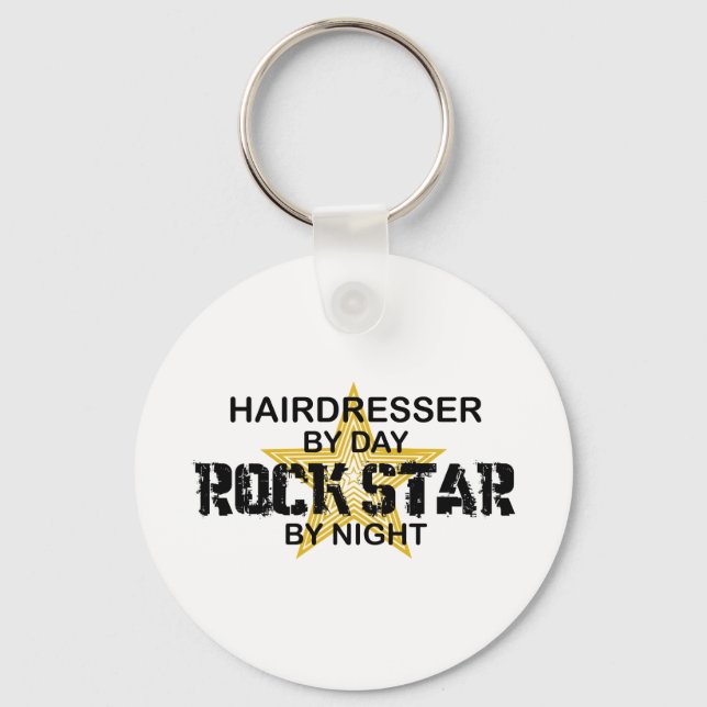 Hairdresser Rock Star by Night Keychain (Front)