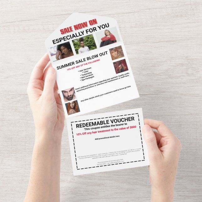Hairdresser sale promotional DIY voucher photo All In One Invitation (Tearaway)