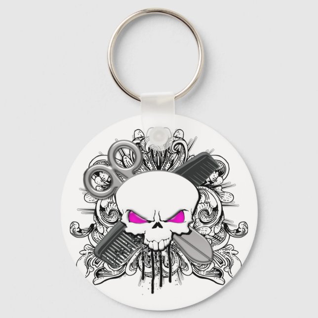 Hairdresser Skull Keychain (Front)
