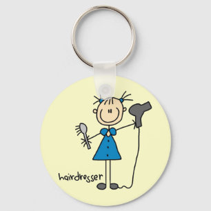 Hairdresser Stick Figure Keychain