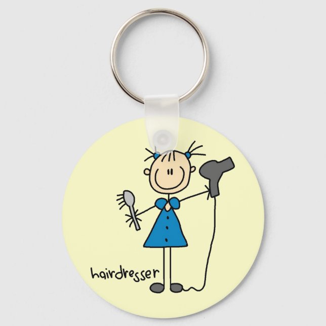 Hairdresser Stick Figure Keychain (Front)