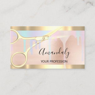 Hairdresser Stylist Coiffeur Gold Scissors Uniocrn Business Card