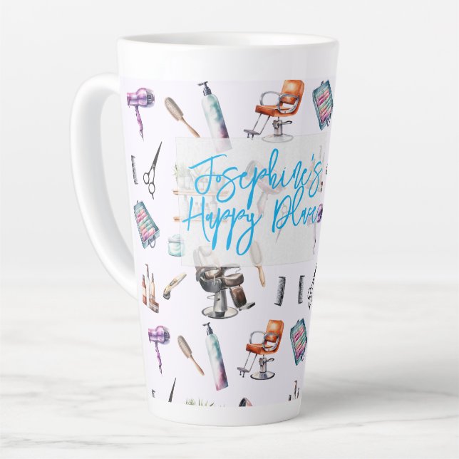 Hairdresser Stylist Hair Salon Personalized Latte Mug (Left Angle)