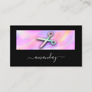 Hairdresser Stylist Scissors Pink Holograph New 3D Business Card