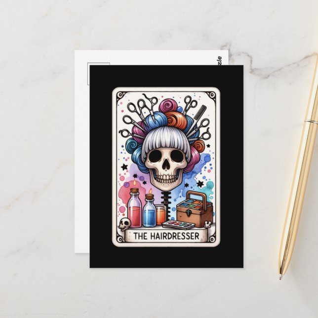 Hairdresser Tarot Card Postcard  (Front/Back In Situ)