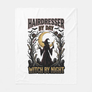 Hairdresser Witch Halloween Stylist by Day Design_ Fleece Blanket