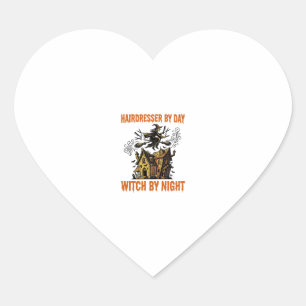 Hairdresser Witch Halloween Vintage Salon Shirt_1 Heart Sticker