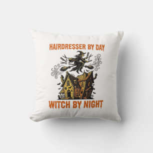 Hairdresser Witch Halloween Vintage Salon Shirt_1 Throw Pillow