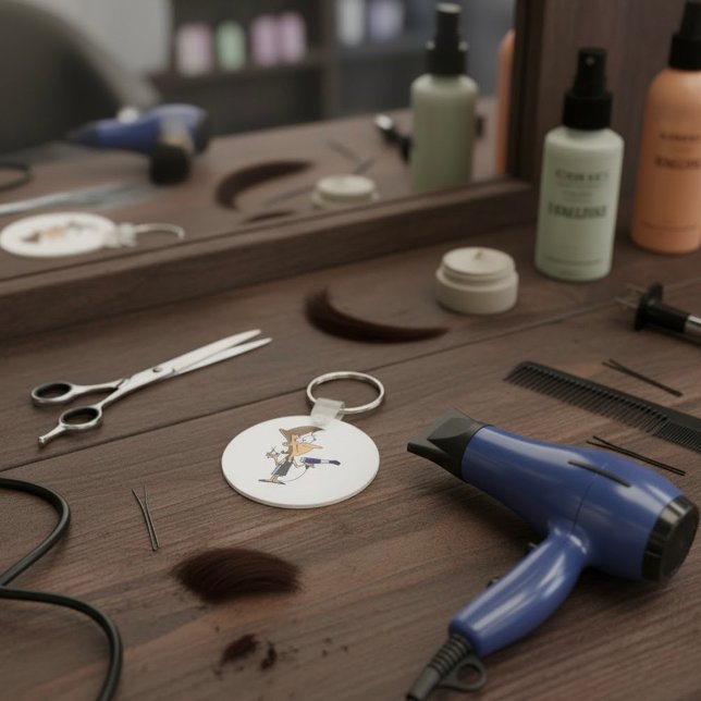 Hairdresser With Scissors Keychain (Creator Uploaded)