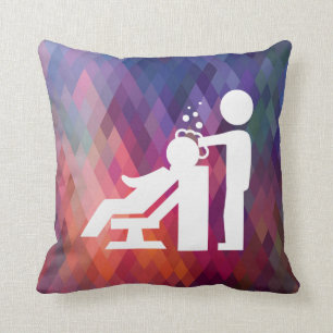 Hairdresser Works Pictogram Throw Pillow