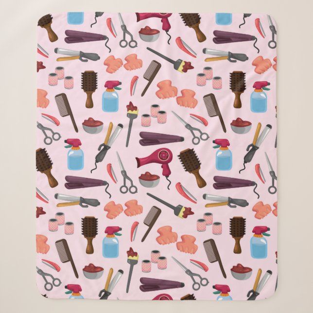 hairdressing KIT seamless pattern Sherpa Blanket (Front)