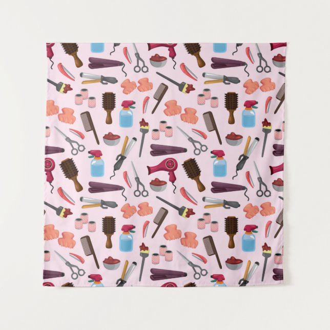 hairdressing KIT seamless pattern Tapestry (Front)