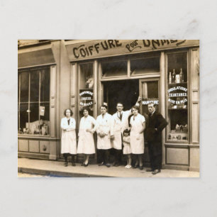 Hairdressing shop, 1930 postcard