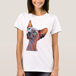 Hairless cat Abstract animal Art Colourful T-Shirt