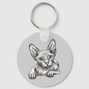 Hairless Sphynx Cat Keychain