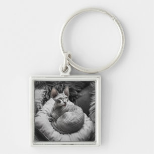 Hairless Sphynx Cat Keychain