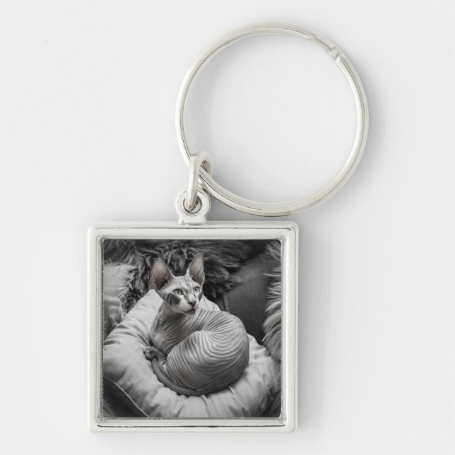 Hairless Sphynx Cat Keychain (Front)