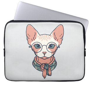 Hairless Sphynx Cat wearing glasses Laptop Sleeve