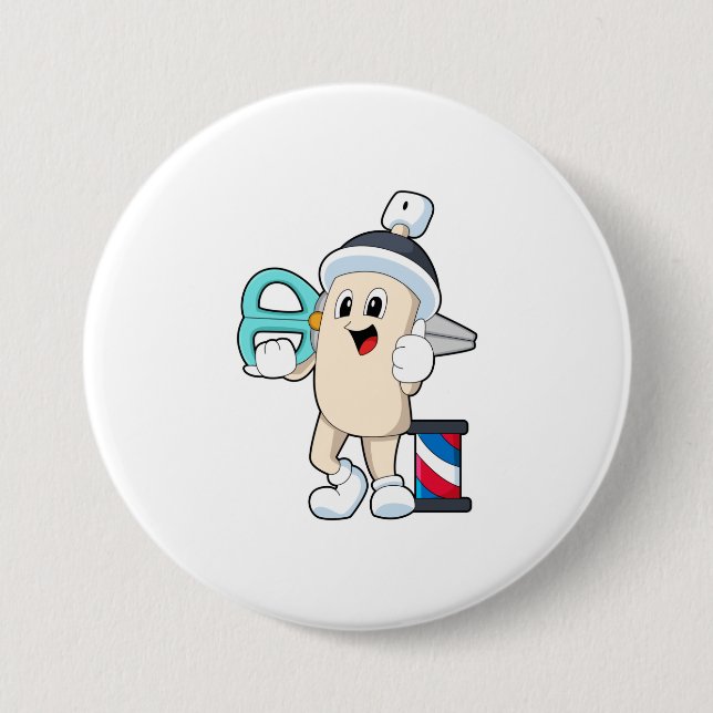 Hairspray as Hairdresser with Scissors 3 Inch Round Button (Front)