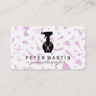 Hairspray Bottle and Scissors Salon Pattern Business Card