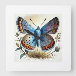 Hairstreak Butterfly 060924IREF235 - Watercolor Square Wall Clock