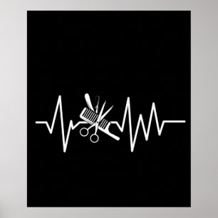 Hairstylist - Barber Scissors Comb Heartbeat Poster