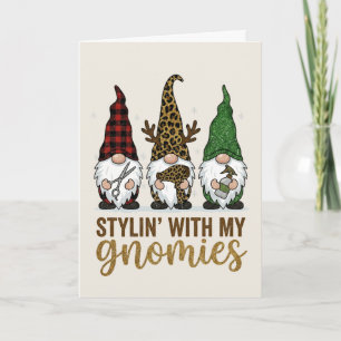 Hairstylist Christmas Stylin With My Gnomies Salon Holiday Card