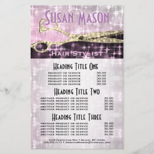 Hairstylist Glitter and Glam Services and Pricing