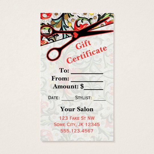 hairstylist hair stylist gift card certificate Zazzle.ca