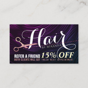 Hairstylist Hairdresser Rose Gold Scissor Referral Card