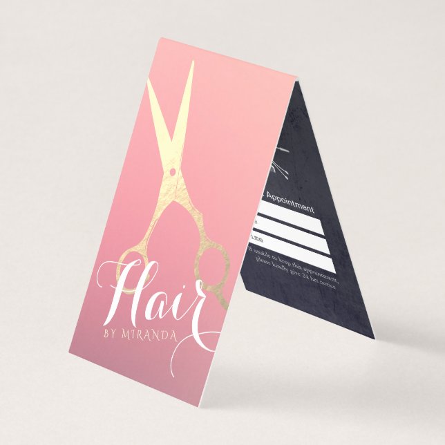 Hairstylist Makeup Salon Gold Scissors Price List Business Card (Front)