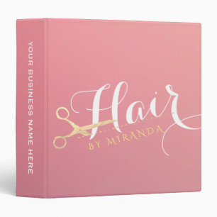 Hairstylist Makeup Salon Modern Pink Gold Scissors Binder