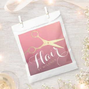 Hairstylist Makeup Salon Modern Pink Gold Scissors Favour Bag
