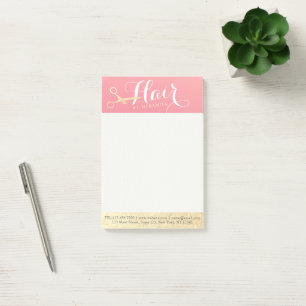 Hairstylist Makeup Salon Modern Pink Gold Scissors Post-it Notes