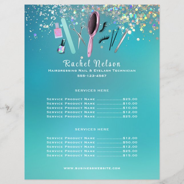 Hairstylist Nail Salon Service Sparkle Business   Flyer (Front)