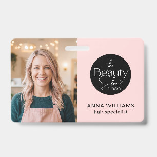 Hairstylist Photo Beauty Salon Logo Name ID Badge